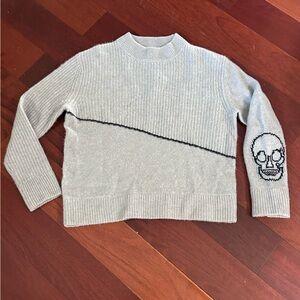 Skull Cashmere Cream Skull Print 100% Cashmere Sweater Women's Size XS gray